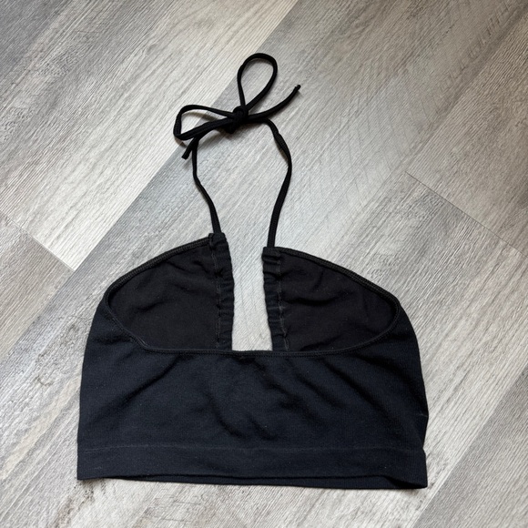 Urban Outfitters Halter Crop Top Ribbed Black Stretch XS Small - Picture 5 of 10